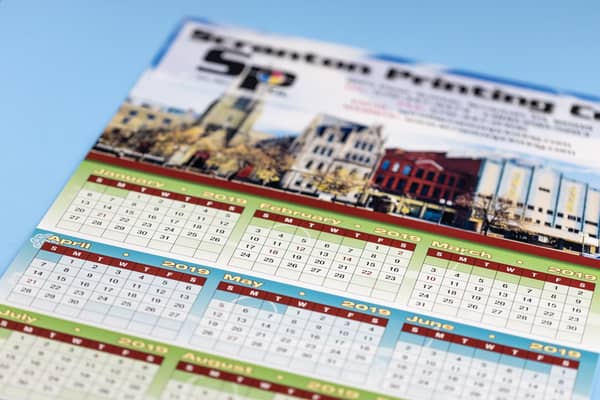 Custom printed wall calendar featuring high-quality color printing