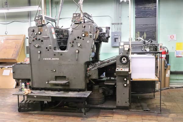 Heidelberg offset printing press used for commercial print production at Philly Printing