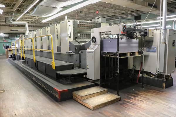 Heidelberg Speedmaster multi-color offset press on production floor at Scranton facility